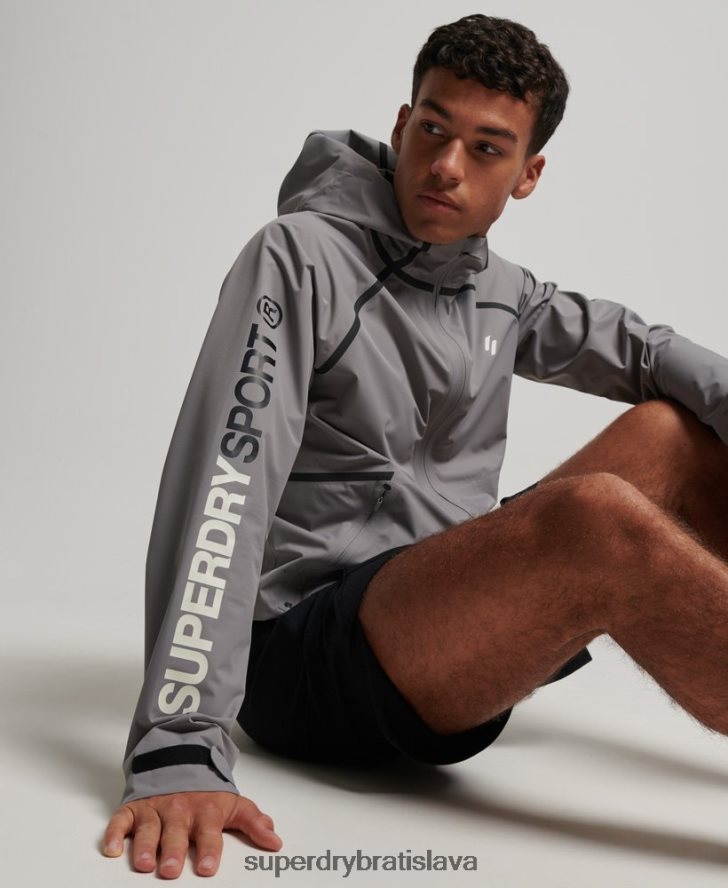 Superdry muži nepremokavá bunda 6B4ZTR1011 oblečenie sivá