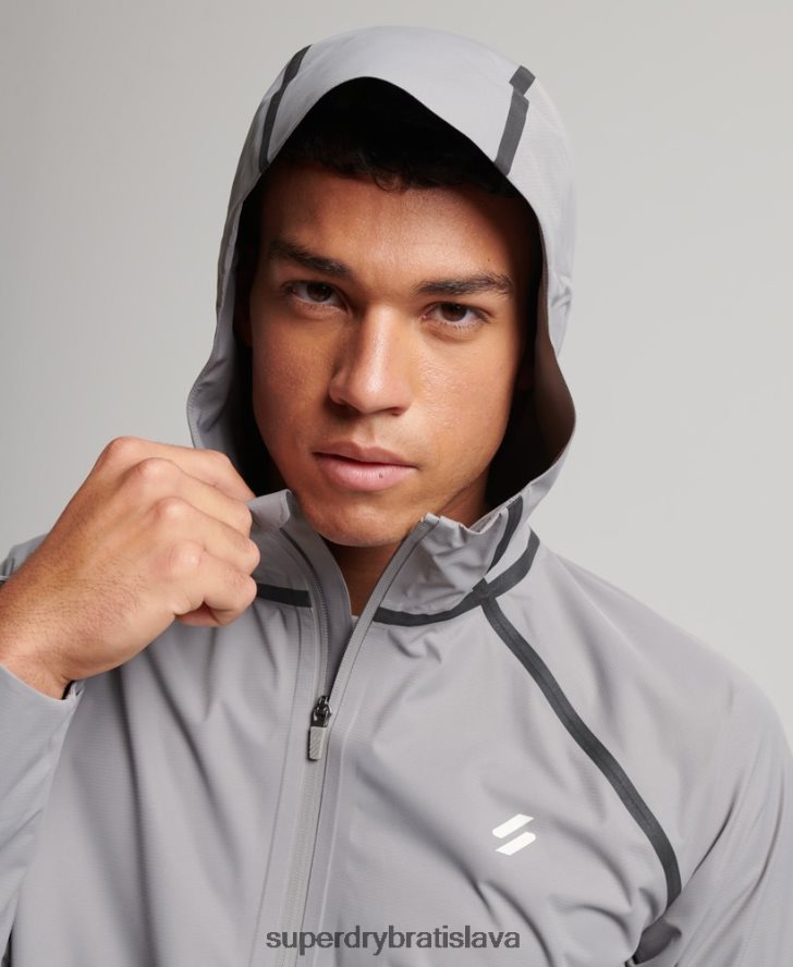 Superdry muži nepremokavá bunda 6B4ZTR1011 oblečenie sivá