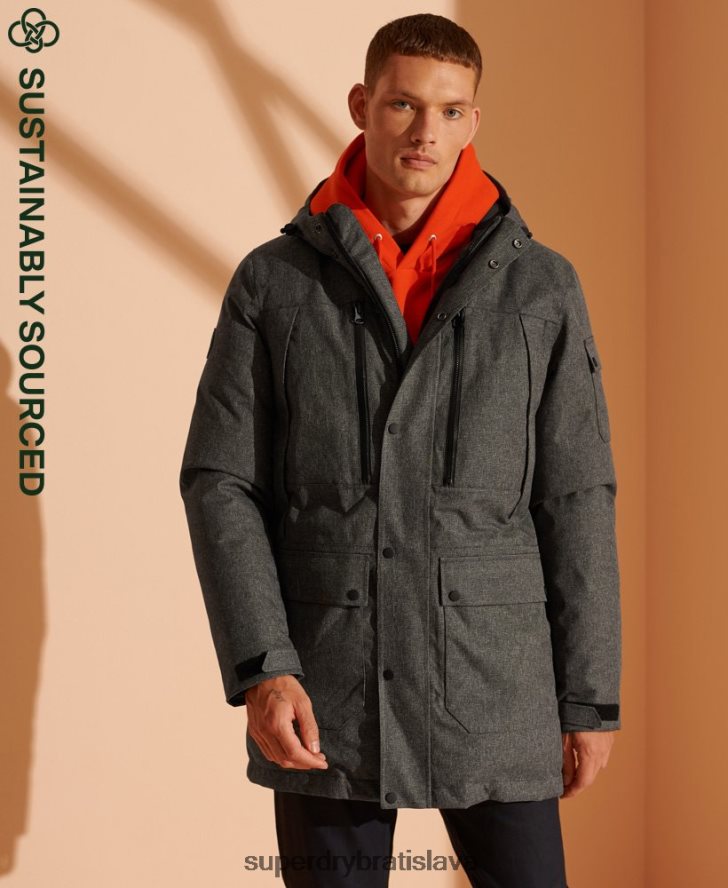 Superdry muži nepremokavá páperová bunda parka 6B4ZTR4681 oblečenie sivá