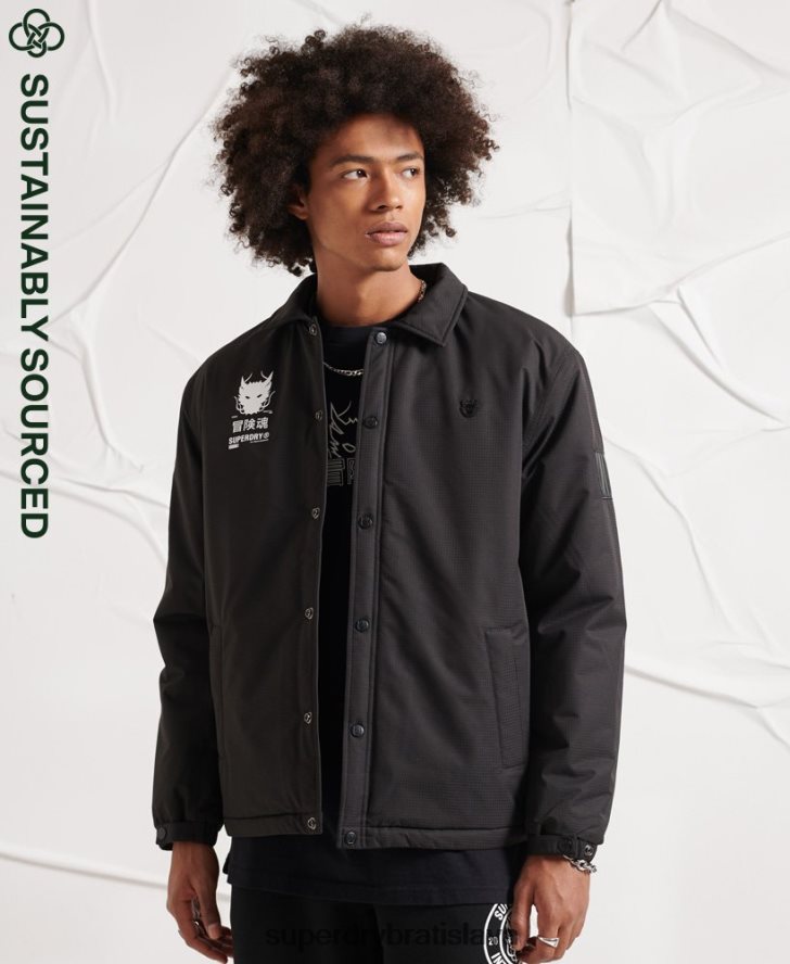Superdry muži opozičná trénerská bunda 6B4ZTR1189 oblečenie čierna