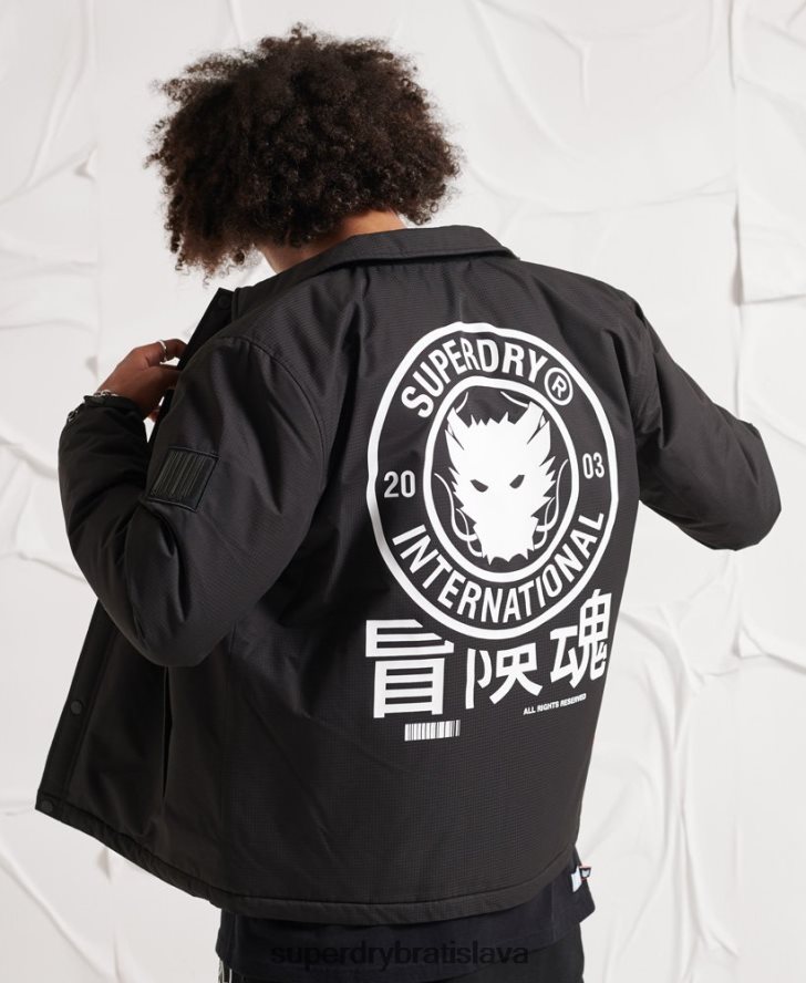 Superdry muži opozičná trénerská bunda 6B4ZTR1189 oblečenie čierna