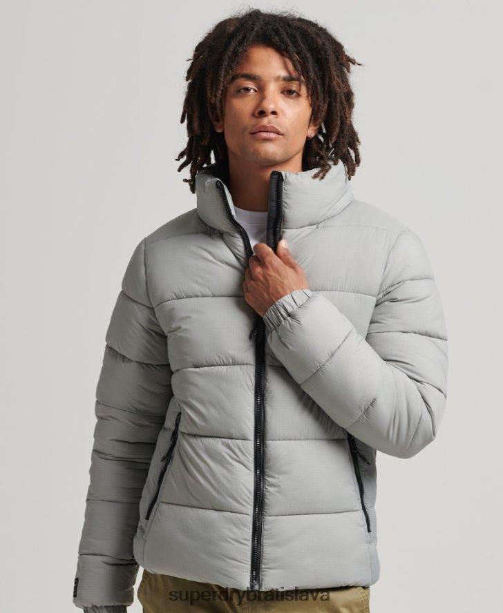 Superdry muži športová bunda bez kapucne 6B4ZTR1059 oblečenie svetlo šedá