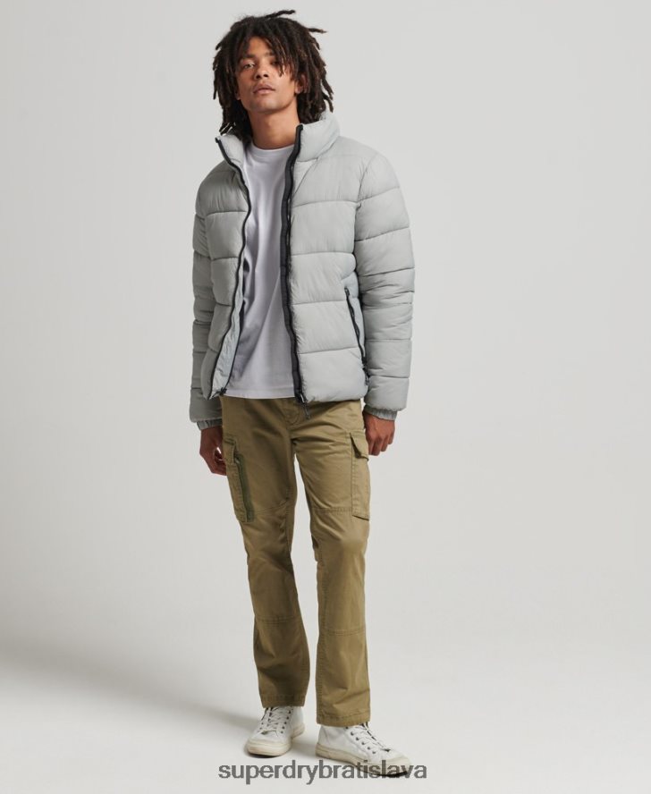 Superdry muži športová bunda bez kapucne 6B4ZTR1059 oblečenie svetlo šedá