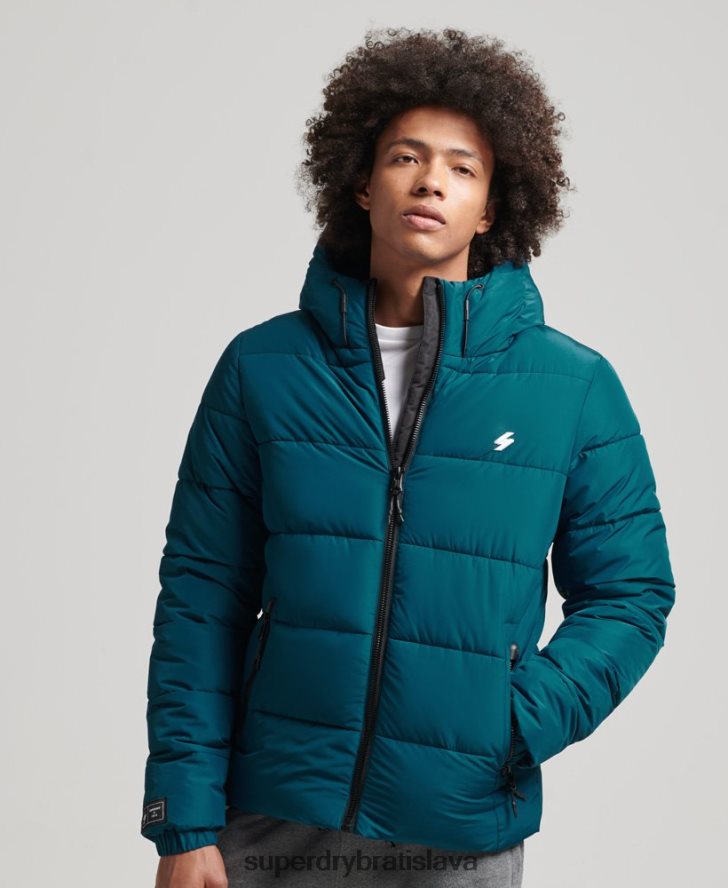 Superdry muži športová bunda s kapucňou 6B4ZTR1018 oblečenie Modrá