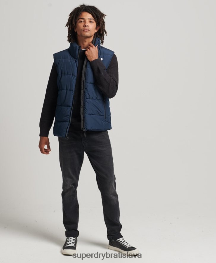Superdry muži Športová vesta bez kapucne 6B4ZTR4446 oblečenie námorníctvo