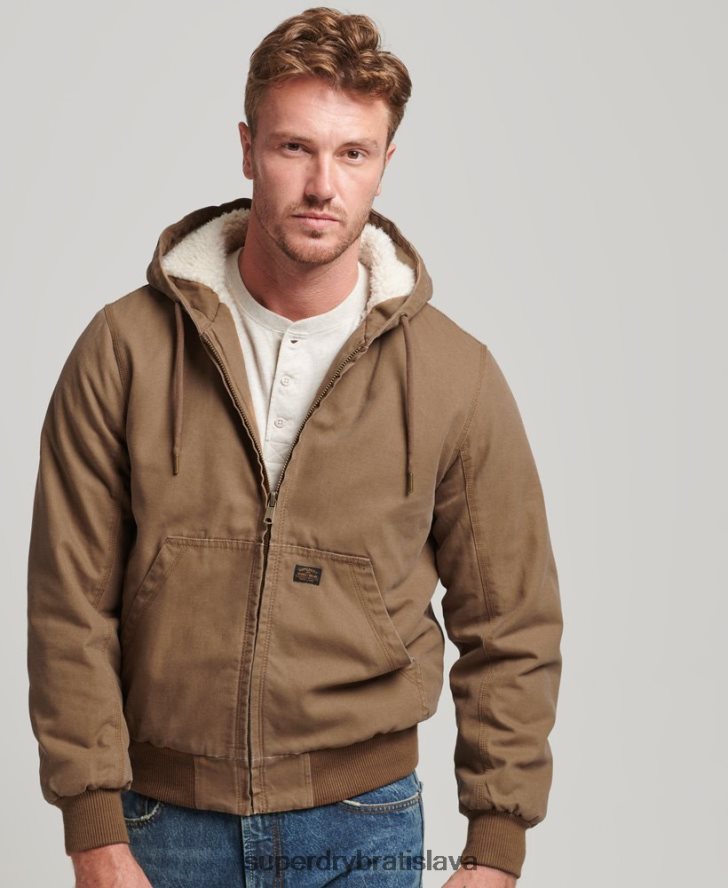 Superdry muži pracovné oblečenie bomber bunda s kapucňou 6B4ZTR1062 oblečenie hnedá