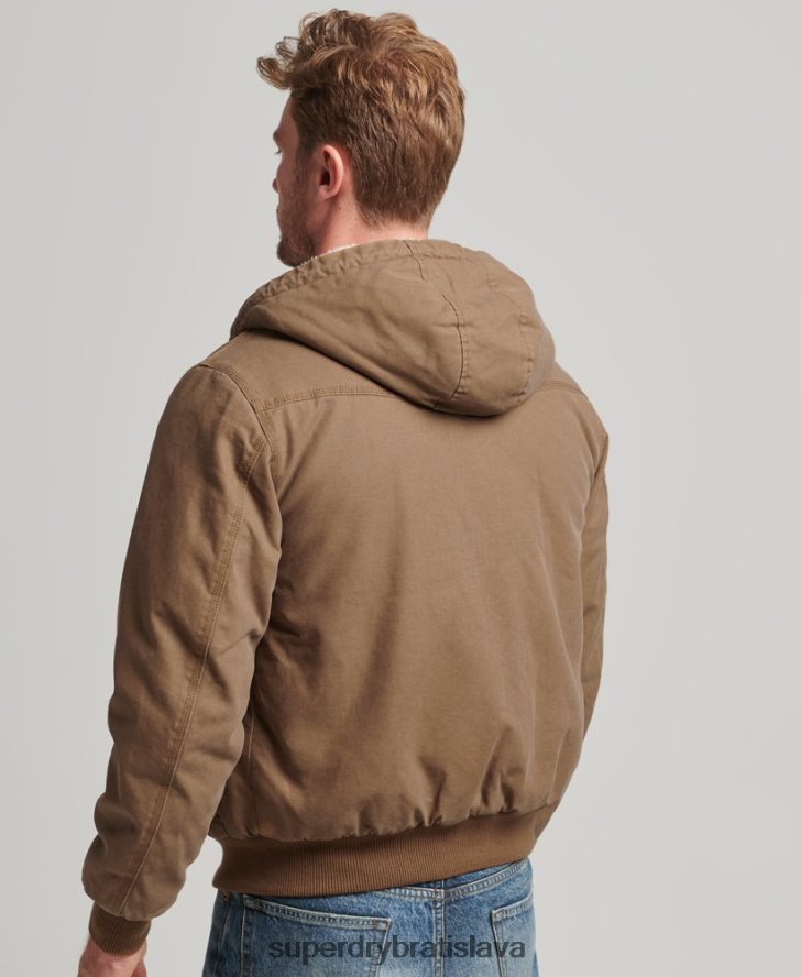 Superdry muži pracovné oblečenie bomber bunda s kapucňou 6B4ZTR1062 oblečenie hnedá