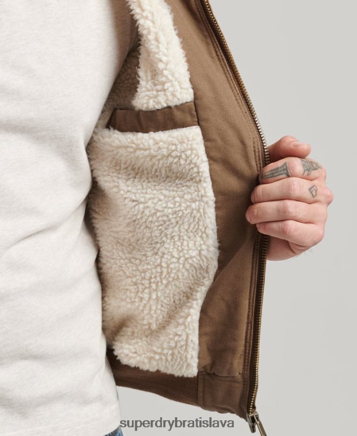 Superdry muži pracovné oblečenie bomber bunda s kapucňou 6B4ZTR1062 oblečenie hnedá