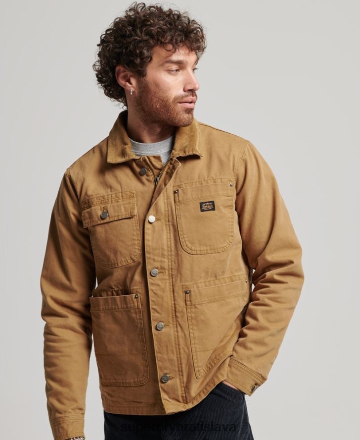 Superdry muži pracovné oblečenie ranch bunda 6B4ZTR4450 oblečenie hnedá