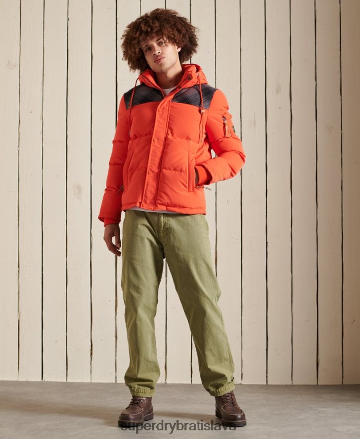 Superdry muži prešívaná everestová bunda 6B4ZTR4487 oblečenie oranžová