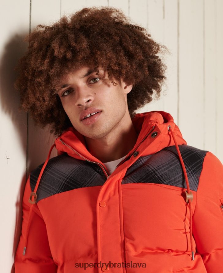 Superdry muži prešívaná everestová bunda 6B4ZTR4487 oblečenie oranžová