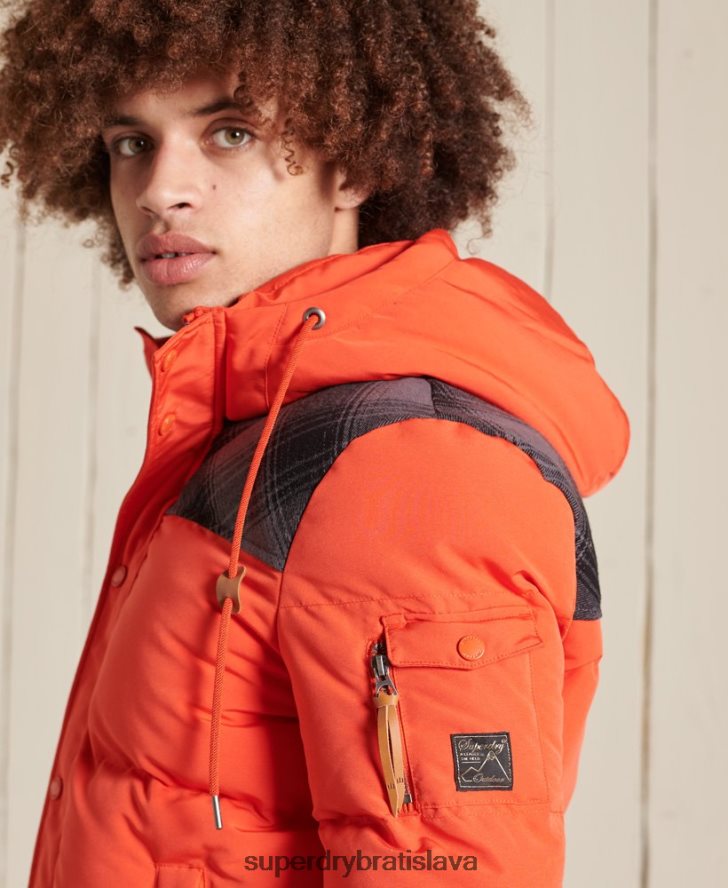 Superdry muži prešívaná everestová bunda 6B4ZTR4487 oblečenie oranžová