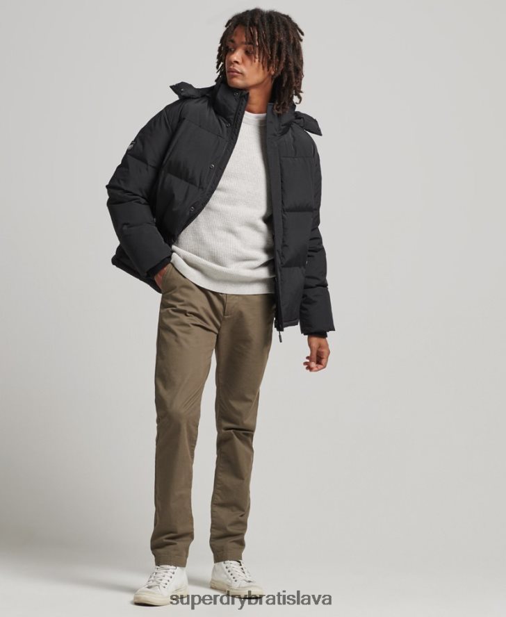 Superdry muži prešívaná prikrývka s kapucňou 6B4ZTR1000 oblečenie čierna