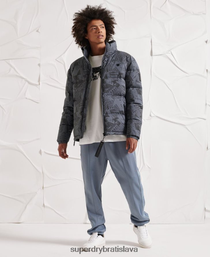 Superdry muži prebytočná reflexná páperová bunda 6B4ZTR4780 oblečenie tmavošedý