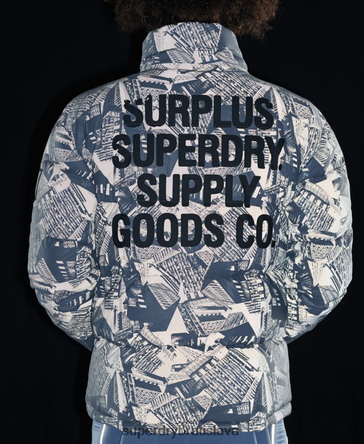 Superdry muži prebytočná reflexná páperová bunda 6B4ZTR4780 oblečenie tmavošedý