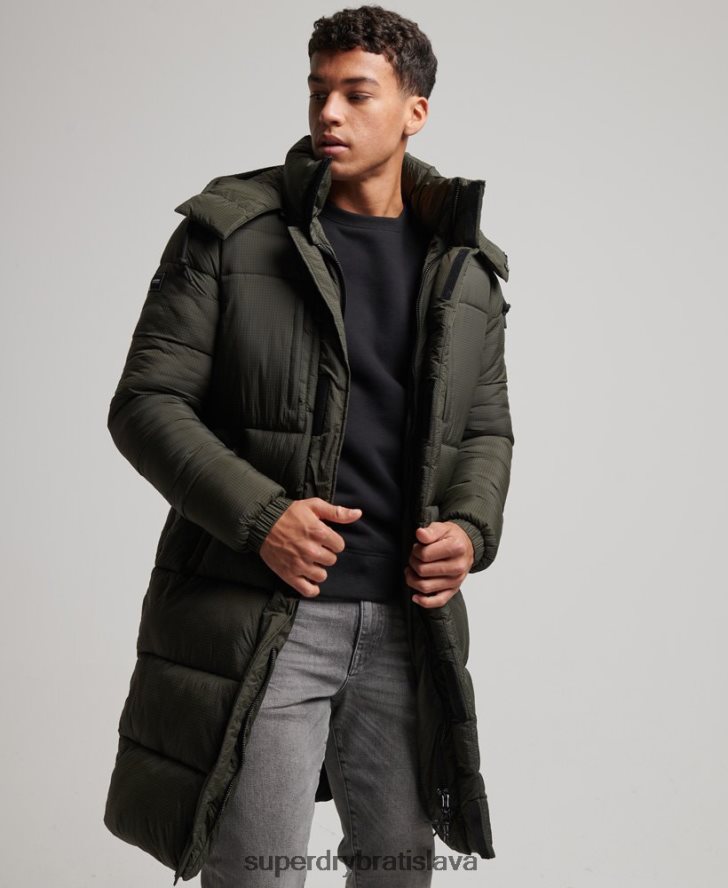 Superdry muži ripstop longline puffer bunda 6B4ZTR1099 oblečenie zelená