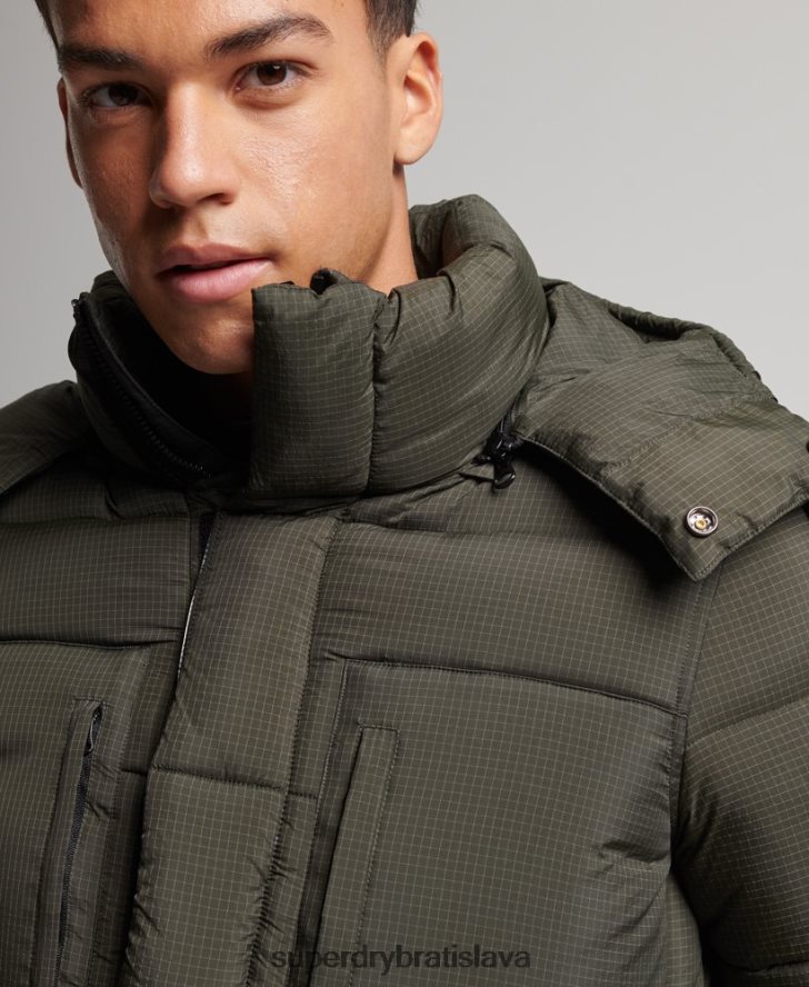 Superdry muži ripstop longline puffer bunda 6B4ZTR1099 oblečenie zelená