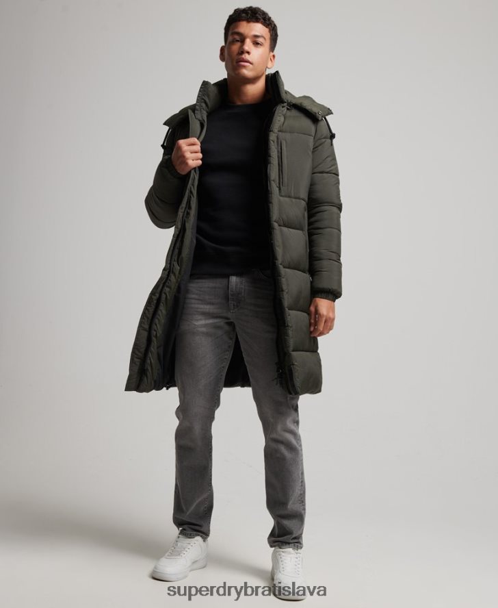 Superdry muži ripstop longline puffer bunda 6B4ZTR1099 oblečenie zelená