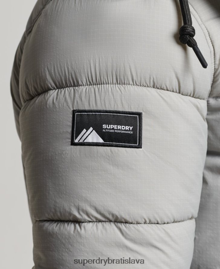 Superdry muži ripstop longline puffer bunda 6B4ZTR1100 oblečenie svetlo šedá