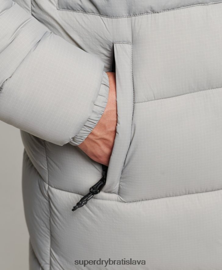 Superdry muži ripstop longline puffer bunda 6B4ZTR1100 oblečenie svetlo šedá