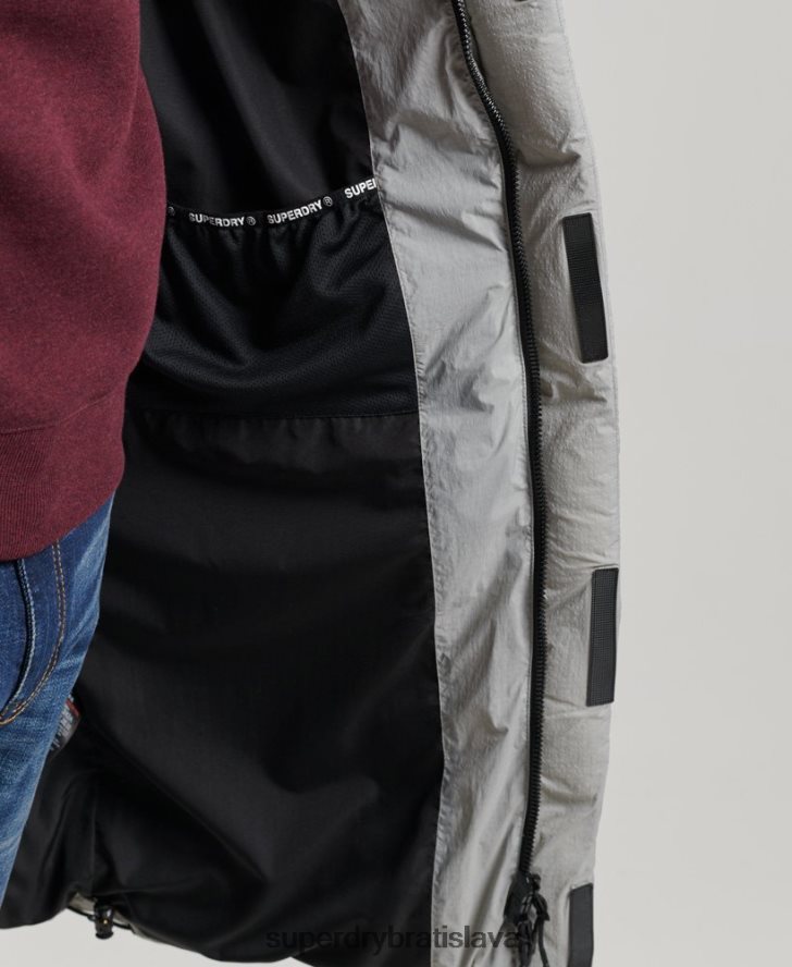 Superdry muži ripstop longline puffer bunda 6B4ZTR1100 oblečenie svetlo šedá