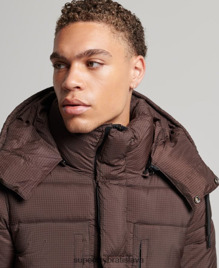 Superdry muži ripstop longline puffer bunda 6B4ZTR4454 oblečenie hnedá