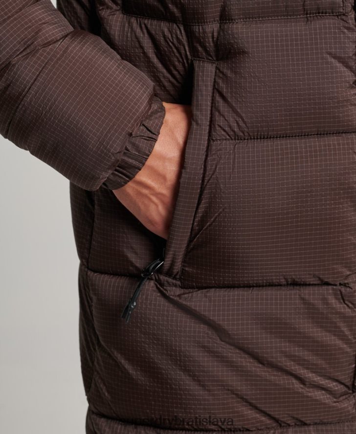 Superdry muži ripstop longline puffer bunda 6B4ZTR4454 oblečenie hnedá