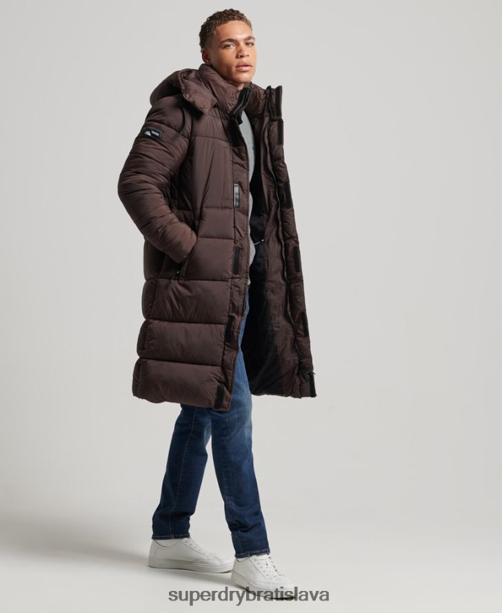 Superdry muži ripstop longline puffer bunda 6B4ZTR4454 oblečenie hnedá