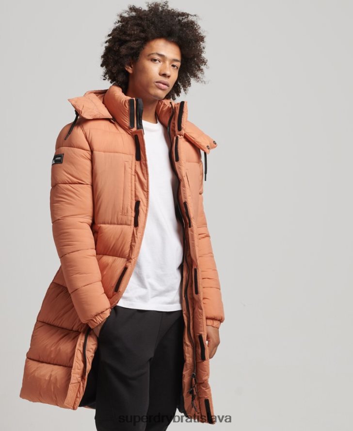 Superdry muži ripstop longline puffer bunda 6B4ZTR4546 oblečenie oranžová