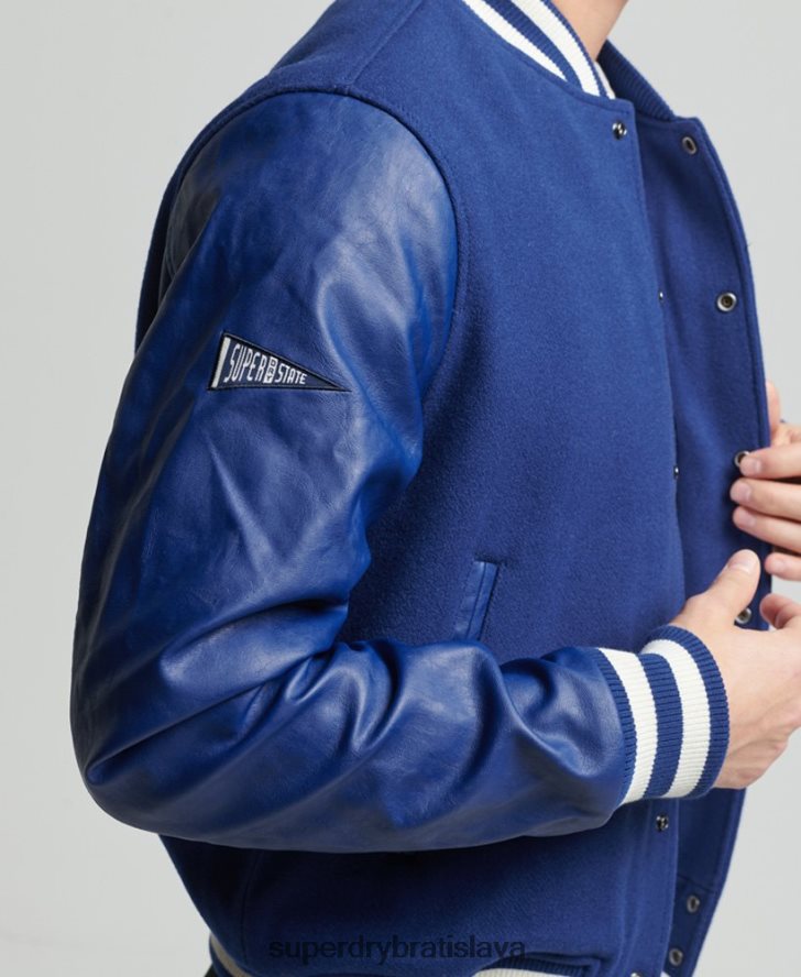 Superdry muži ročník univerzitného bomberu 6B4ZTR4721 oblečenie Modrá