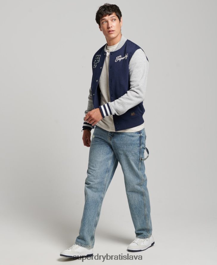 Superdry muži ročník vysokoškolskej bombery 6B4ZTR604 oblečenie námorníctvo