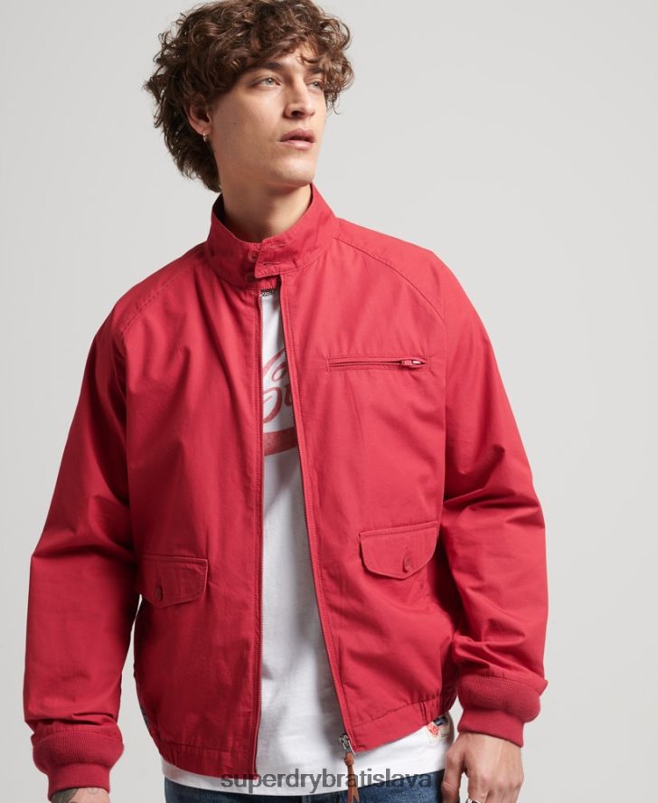 Superdry muži ročník vysokoškolskej bundy Harrington 6B4ZTR4466 oblečenie červená