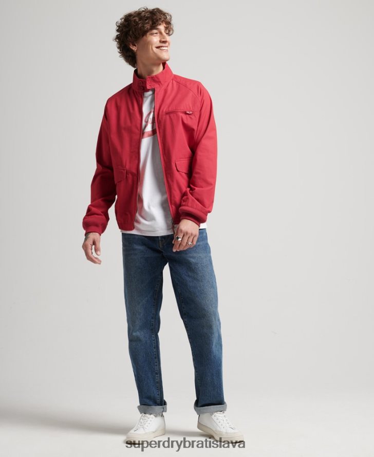 Superdry muži ročník vysokoškolskej bundy Harrington 6B4ZTR4466 oblečenie červená
