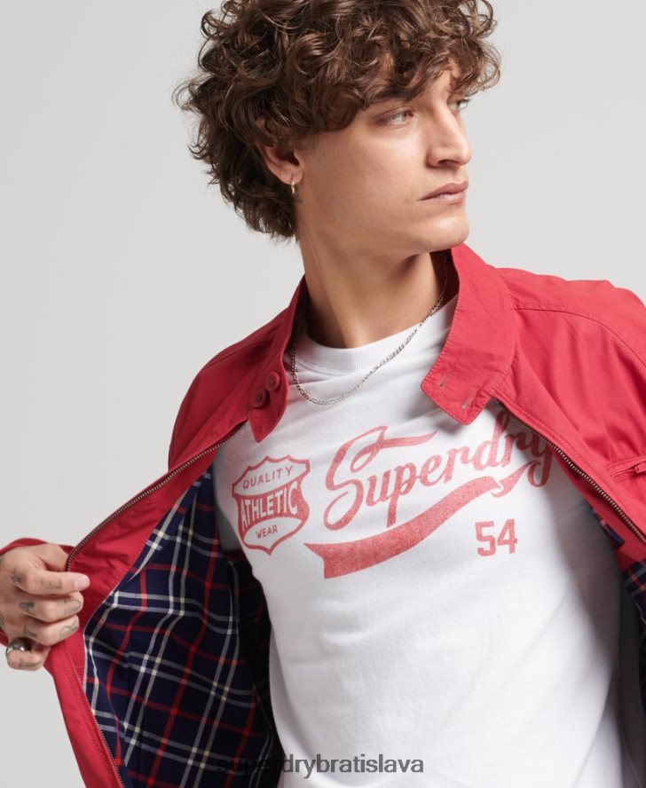 Superdry muži ročník vysokoškolskej bundy Harrington 6B4ZTR4466 oblečenie červená