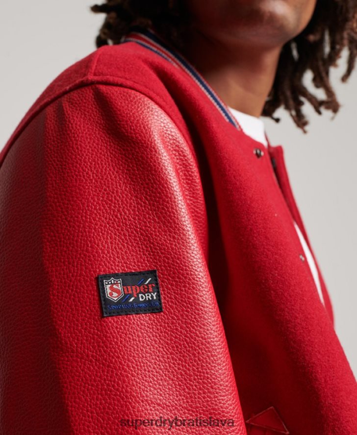 Superdry muži ročník vysokoškolskej univerzitnej bomberovej bundy 6B4ZTR1013 oblečenie červená