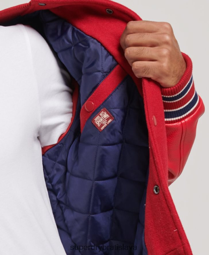 Superdry muži ročník vysokoškolskej univerzitnej bomberovej bundy 6B4ZTR1013 oblečenie červená