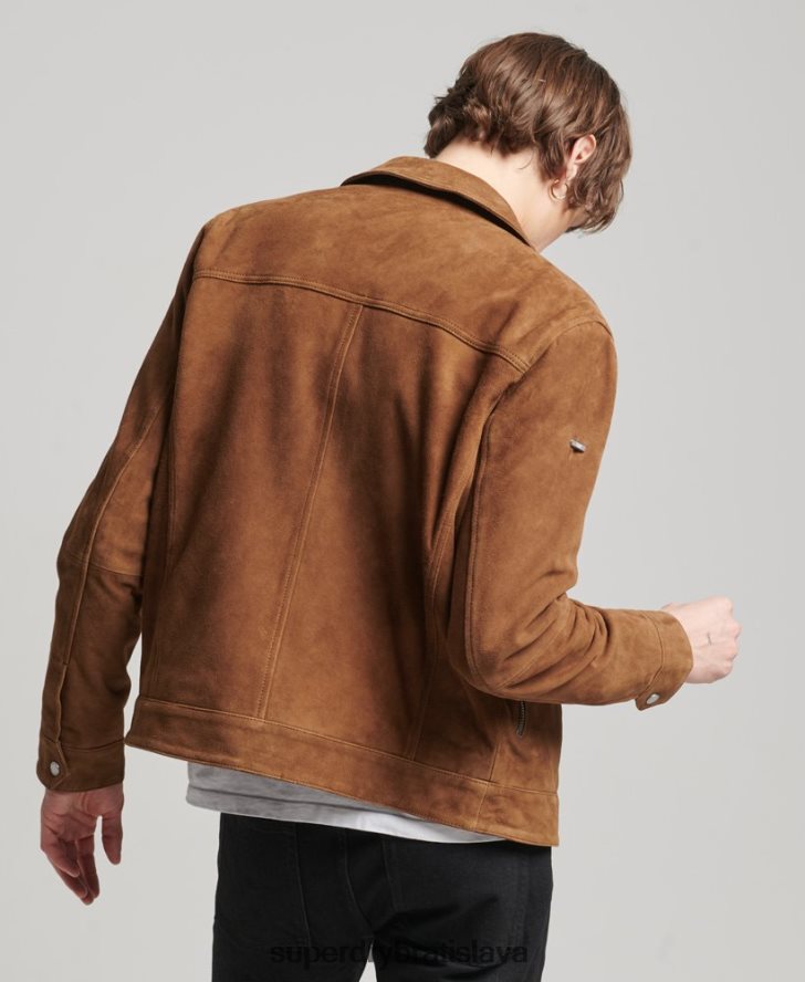 Superdry muži semišová bunda zo 70. rokov štúdia 6B4ZTR921 oblečenie hnedá