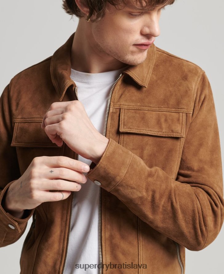 Superdry muži semišová bunda zo 70. rokov štúdia 6B4ZTR921 oblečenie hnedá
