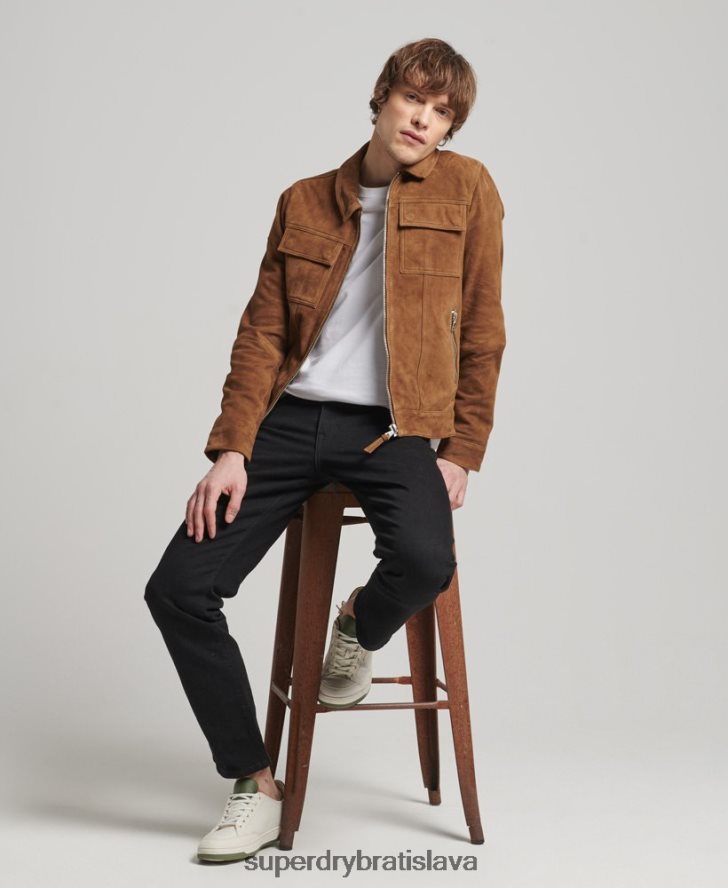 Superdry muži semišová bunda zo 70. rokov štúdia 6B4ZTR921 oblečenie hnedá