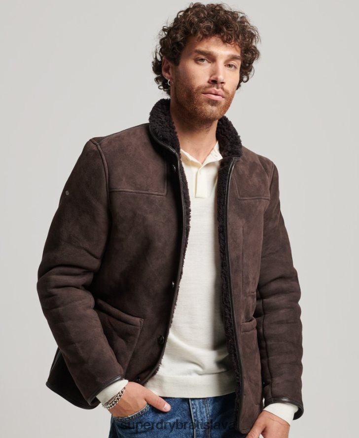 Superdry muži shearling palubná bunda 6B4ZTR4743 oblečenie hnedá