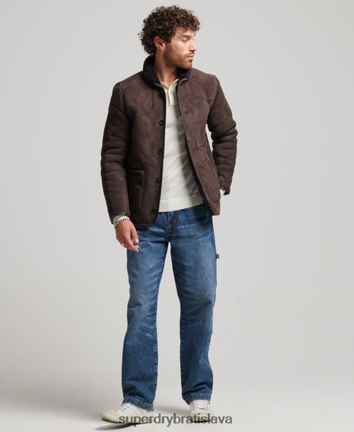 Superdry muži shearling palubná bunda 6B4ZTR4743 oblečenie hnedá