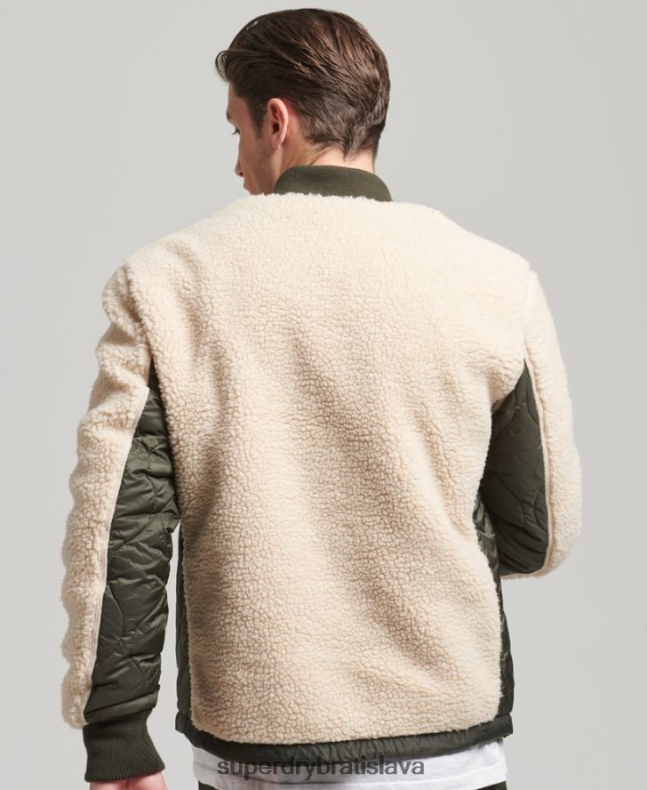 Superdry muži sherpa zips cez bundu 6B4ZTR4453 oblečenie krém