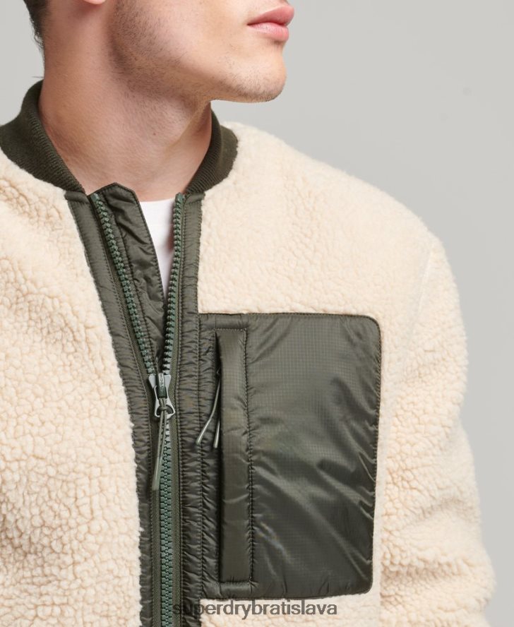 Superdry muži sherpa zips cez bundu 6B4ZTR4453 oblečenie krém