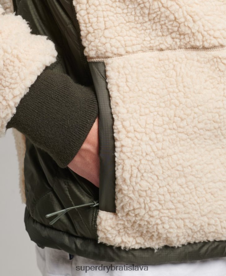 Superdry muži sherpa zips cez bundu 6B4ZTR4453 oblečenie krém