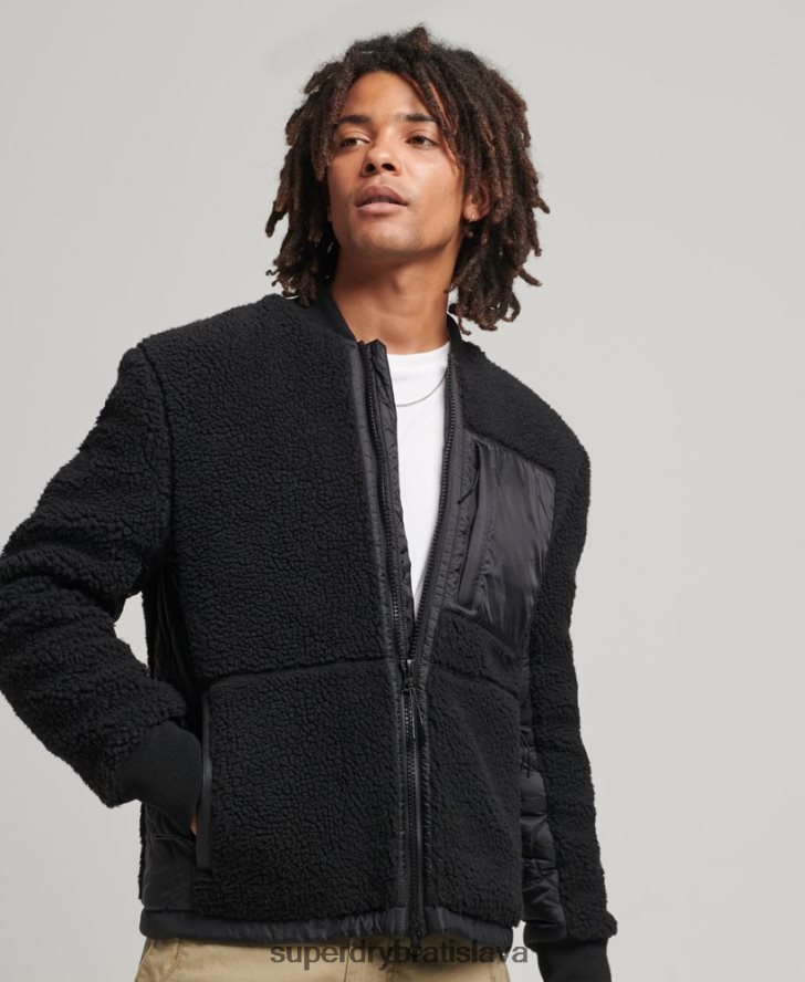 Superdry muži sherpa zips cez bundu 6B4ZTR4692 oblečenie tmavošedý