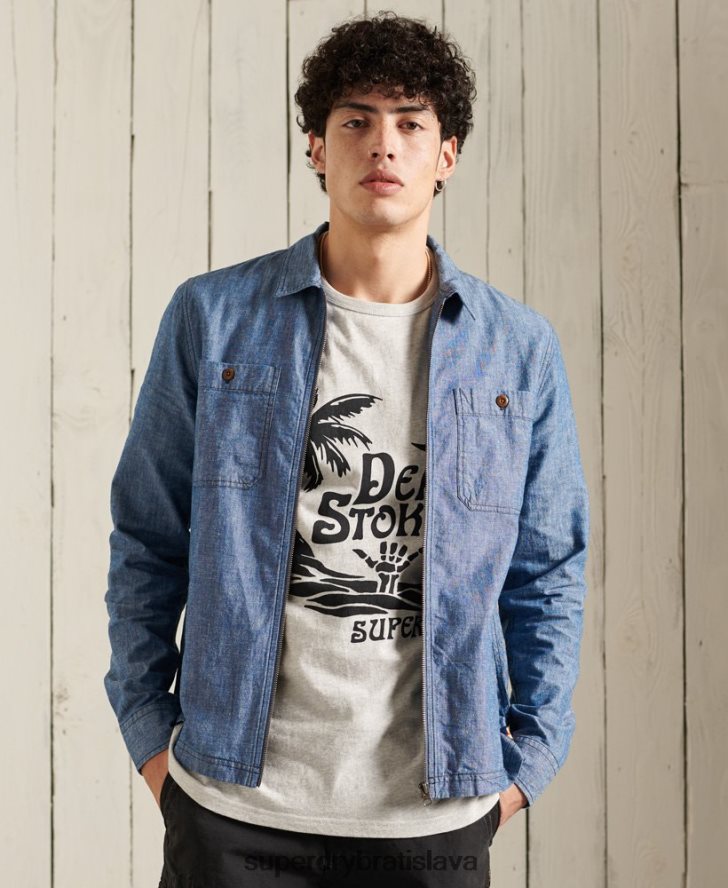 Superdry muži shorebreak overshirt 6B4ZTR4786 oblečenie Modrá