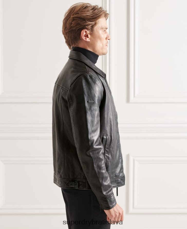 Superdry muži studios coach kožená bunda 6B4ZTR4781 oblečenie čierna