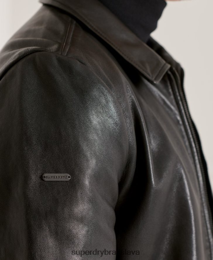 Superdry muži studios coach kožená bunda 6B4ZTR4781 oblečenie čierna