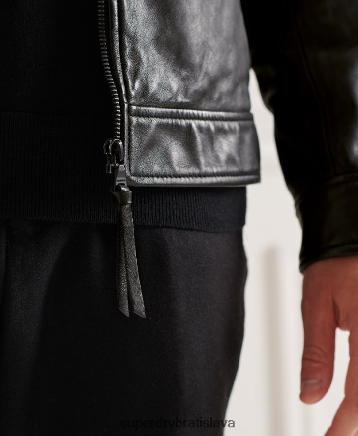 Superdry muži studios coach kožená bunda 6B4ZTR4781 oblečenie čierna