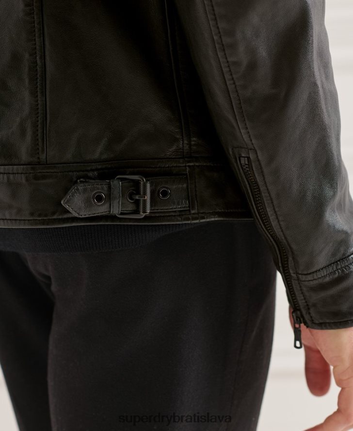 Superdry muži studios coach kožená bunda 6B4ZTR4781 oblečenie čierna